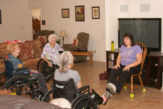 Residents during daily activities and Aspen Care Homes